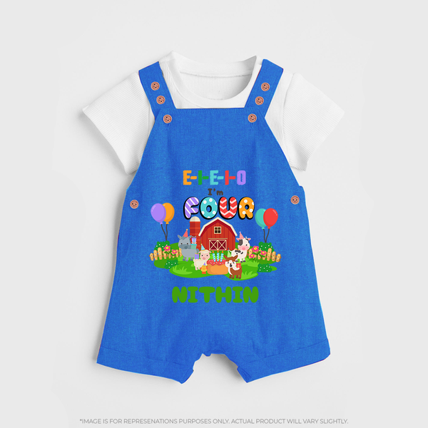 Newborn Dungaree Set for 4 Month | Customizable Dungaree Set | Ideal for Celebrations - COBALT BLUE - 0 - 5 Months Old (Chest 18")
