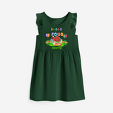 Celebrate The 4th Birthday "E-I-E-I-O I'm Four" with Personalized Frock - BOTTLE GREEN - 0 - 6 Months Old (Chest 18")