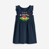 Celebrate The 4th Birthday "E-I-E-I-O I'm Four" with Personalized Frock - NAVY BLUE - 0 - 6 Months Old (Chest 18")