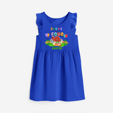 Celebrate The 4th Birthday "E-I-E-I-O I'm Four" with Personalized Frock - ROYAL BLUE - 0 - 6 Months Old (Chest 18")