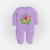 Newborn Full Sleeve Bodysuit/ Sleep Suit/ Jumpsuit for 4 Month | Customizable Full Sleeve Bodysuit/ Sleep Suit/ Jumpsuit | Ideal for Celebrations - LILAC - New Born (Chest 7.5")