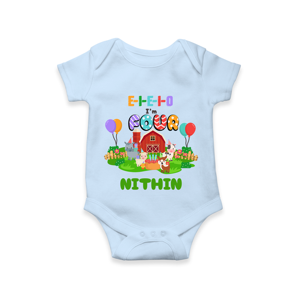 Newborn Romper/Onesie for 4 Month | Customizable Bodysuit | Ideal for Celebrations - BABY BLUE - New Born (Chest 14")