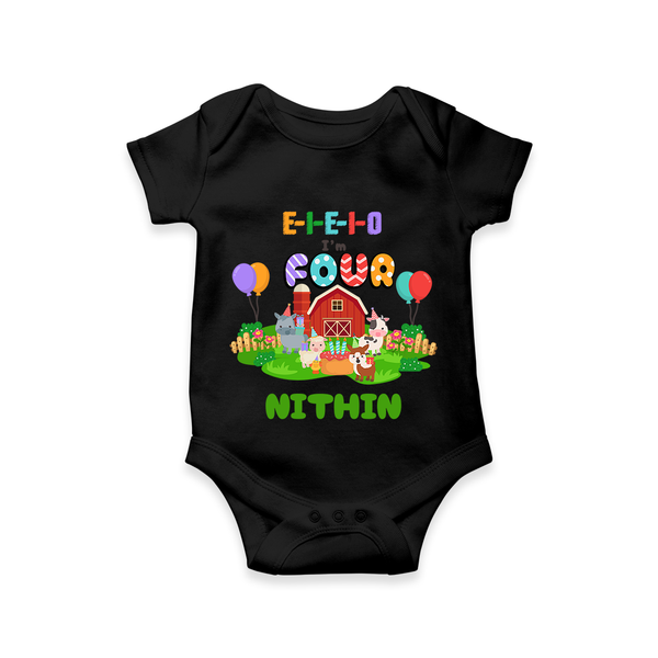 Newborn Romper/Onesie for 4 Month | Customizable Bodysuit | Ideal for Celebrations - BLACK - New Born (Chest 14")