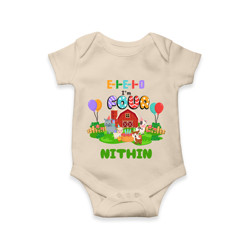 Newborn Romper/Onesie for 4 Month | Customizable Bodysuit | Ideal for Celebrations - IVORY - New Born (Chest 14")