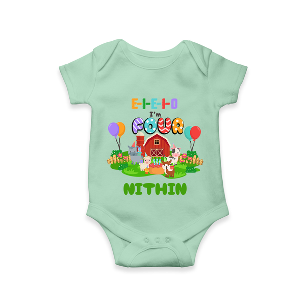 Newborn Romper/Onesie for 4 Month | Customizable Bodysuit | Ideal for Celebrations - MINT GREEN - New Born (Chest 14")