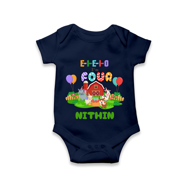 Newborn Romper/Onesie for 4 Month | Customizable Bodysuit | Ideal for Celebrations - NAVY BLUE - New Born (Chest 14")