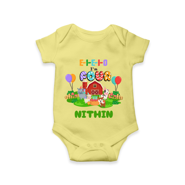 Newborn Romper/Onesie for 4 Month | Customizable Bodysuit | Ideal for Celebrations - PASTEL YELLOW - New Born (Chest 14")
