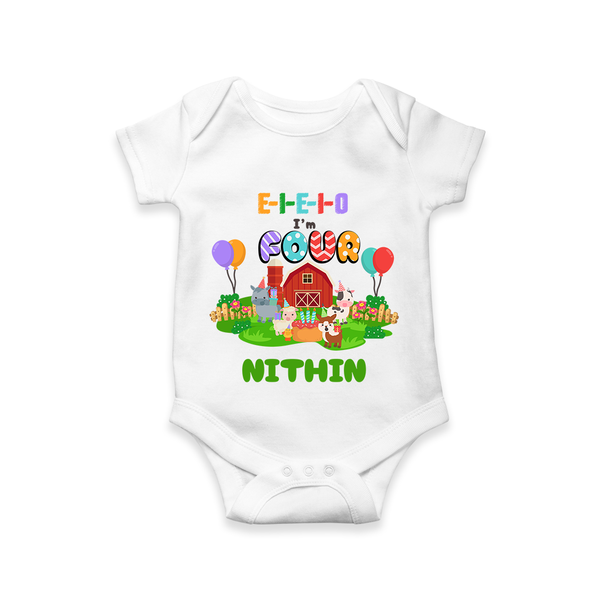 Newborn Romper/Onesie for 4 Month | Customizable Bodysuit | Ideal for Celebrations - WHITE - New Born (Chest 14")