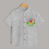 Celebrate The 4th Birthday With Farm Theme - Personalized Birthday Shirts With Customized Name - GREY MELANGE - 0 - 6 Months Old (Chest 23")