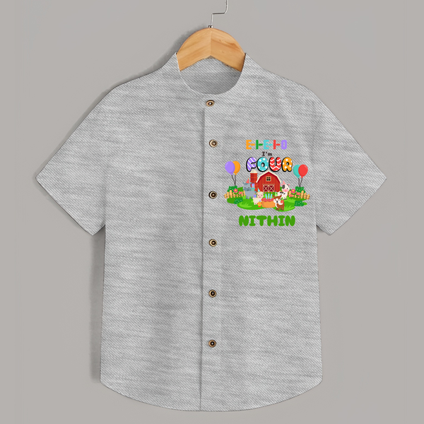 Newborn Shirt for 4 Month | Customizable Shirt | Ideal for Celebrations - GREY - 0 - 6 Months Old (Chest 23")