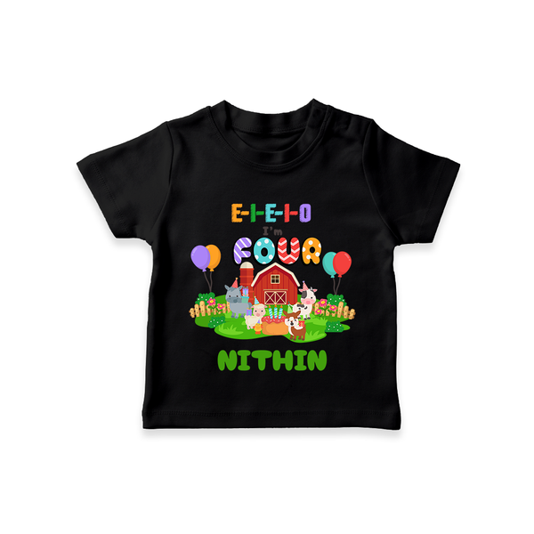 Newborn T-Shirt for 4 Month | Customizable T-Shirt | Ideal for Celebrations - BLACK - 0-5 Months Old (Chest 17")