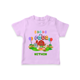 Celebrate The 4th Birthday With Farm Theme - Personalized Birthday T-Shirts With Customized Name - LILAC - 0-5 Months Old (Chest 17")