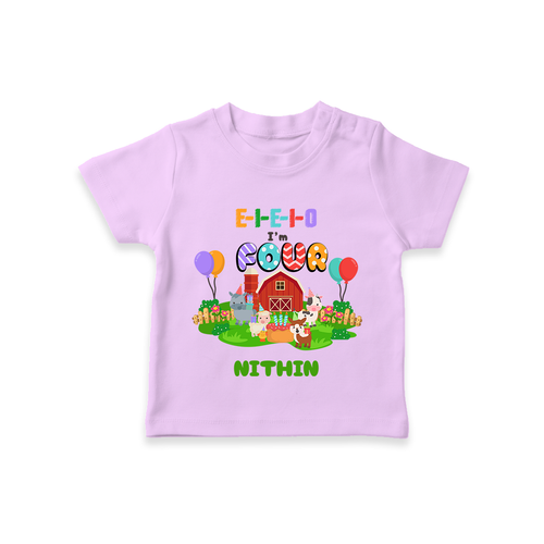 Celebrate The 4th Birthday With Farm Theme - Personalized Birthday T-Shirts With Customized Name