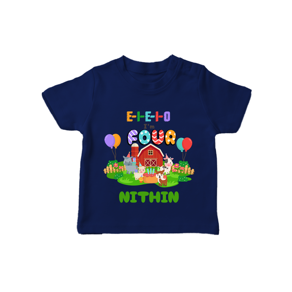 Newborn T-Shirt for 4 Month | Customizable T-Shirt | Ideal for Celebrations - NAVY BLUE - 0-5 Months Old (Chest 17")