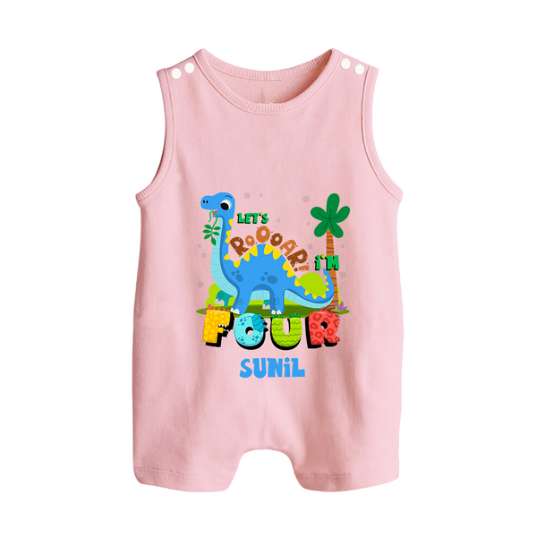 Baby Milestone Romper Suit/ Sleeveless Romper | Custom 4 Month Romper Suit/ Sleeveless Romper | Soft, Skin-Friendly Cotton - BABY PINK - 0 - 5 Months Old (Chest 18")