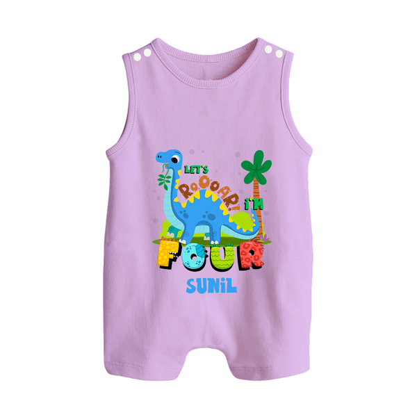 Baby Milestone Romper Suit/ Sleeveless Romper | Custom 4 Month Romper Suit/ Sleeveless Romper | Soft, Skin-Friendly Cotton - LILAC - 0 - 5 Months Old (Chest 18")
