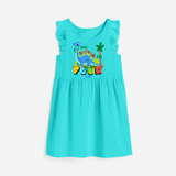 Celebrate The 4th Birthday "Lets Roooar! I'm Four" with Personalized Frock - LIGHT BLUE - 0 - 6 Months Old (Chest 18")