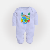 Baby Milestone Full Sleeve Bodysuit/ Sleep Suit/ Jumpsuit | Custom 4 Month Full Sleeve Bodysuit/ Sleep Suit/ Jumpsuit | Soft, Skin-Friendly Cotton - BABY BLUE - New Born (Chest 7.5")