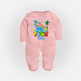 Baby Milestone Full Sleeve Bodysuit/ Sleep Suit/ Jumpsuit | Custom 4 Month Full Sleeve Bodysuit/ Sleep Suit/ Jumpsuit | Soft, Skin-Friendly Cotton - BABY PINK - New Born (Chest 7.5")