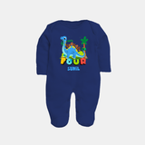 Baby Milestone Full Sleeve Bodysuit/ Sleep Suit/ Jumpsuit | Custom 4 Month Full Sleeve Bodysuit/ Sleep Suit/ Jumpsuit | Soft, Skin-Friendly Cotton - NAVY BLUE - New Born (Chest 7.5")