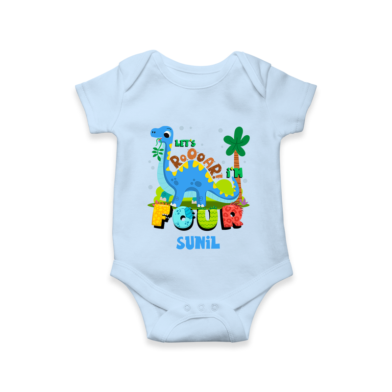 Baby Milestone Romper | Custom 4 Month Onesie | Soft, Skin-Friendly Cotton - BABY BLUE - New Born (Chest 14")