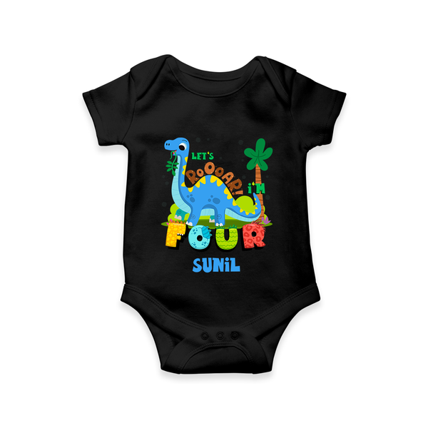 Baby Milestone Romper | Custom 4 Month Onesie | Soft, Skin-Friendly Cotton - BLACK - New Born (Chest 14")