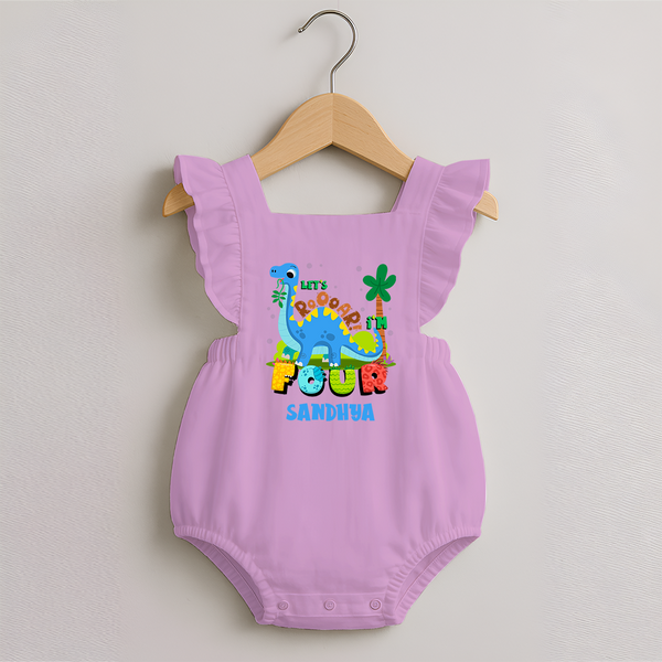 Baby Milestone Romper Frock | Custom 4 Month Romper Frock | Soft, Skin-Friendly Cotton - BABY PINK - 0 - 3 Months Old (Chest 19")