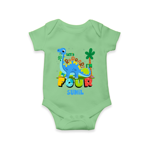 Baby Milestone Romper | Custom 4 Month Onesie | Soft, Skin-Friendly Cotton - GREEN - New Born (Chest 14")