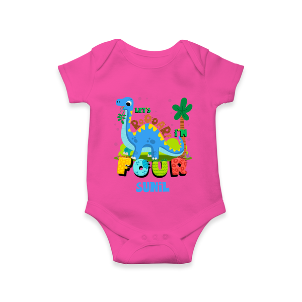 Baby Milestone Romper | Custom 4 Month Onesie | Soft, Skin-Friendly Cotton - HOT PINK - New Born (Chest 14")