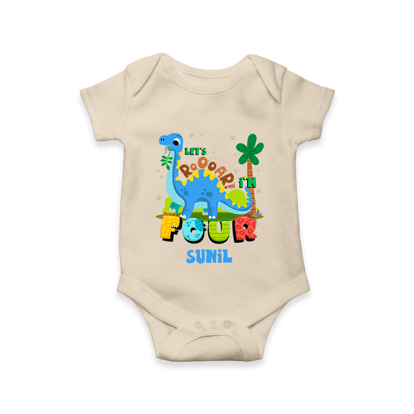 Baby Milestone Romper | Custom 4 Month Onesie | Soft, Skin-Friendly Cotton - IVORY - New Born (Chest 14")