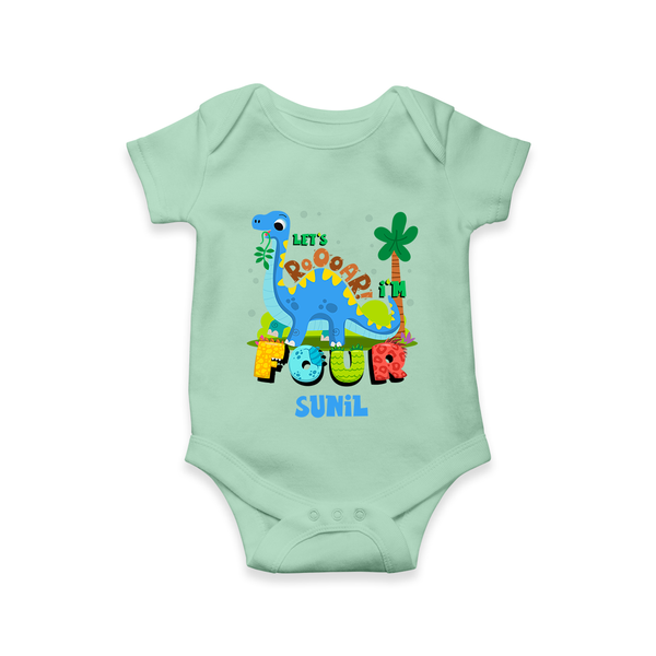 Baby Milestone Romper | Custom 4 Month Onesie | Soft, Skin-Friendly Cotton - MINT GREEN - New Born (Chest 14")
