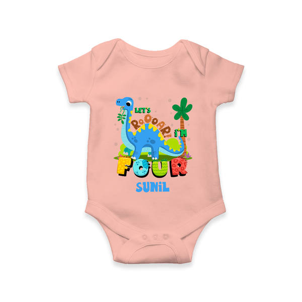 Baby Milestone Romper | Custom 4 Month Onesie | Soft, Skin-Friendly Cotton - PEACH - New Born (Chest 14")