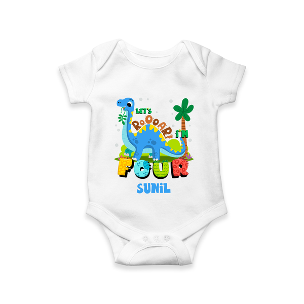 Baby Milestone Romper | Custom 4 Month Onesie | Soft, Skin-Friendly Cotton - WHITE - New Born (Chest 14")