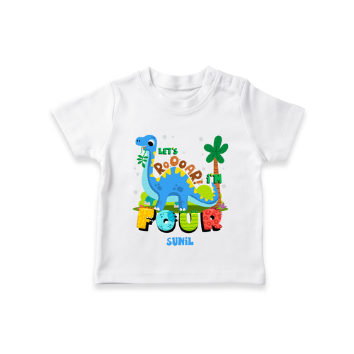 Celebrate The 4th Birthday With Dino Theme - Personalized Birthday T-Shirts With Customized Name