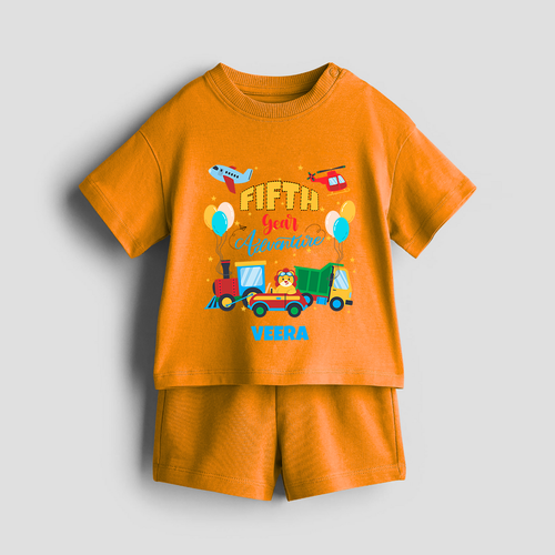 Celebrate The 5th Birthday With Adventure - Personalized Birthday Co-ord With Customized Name