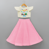 Celebrate The 5th Birthday With Adventure - Personalized Birthday Crop Top And Skirt With Customized Name - PINK - 6 - 9 Months Old (Chest 20" , Frock Waist 20")