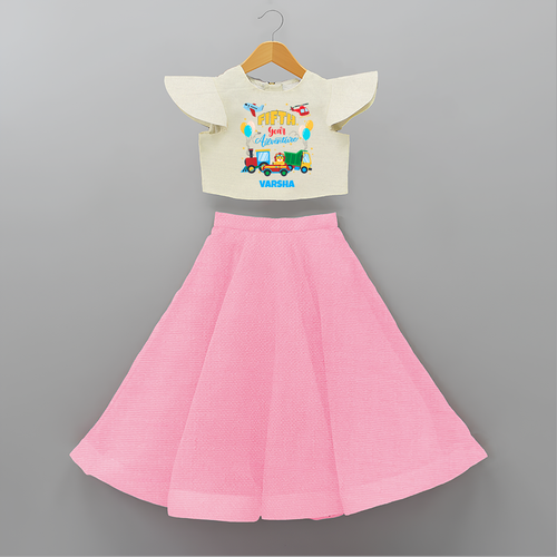 Celebrate The 5th Birthday With Adventure - Personalized Birthday Crop Top And Skirt With Customized Name