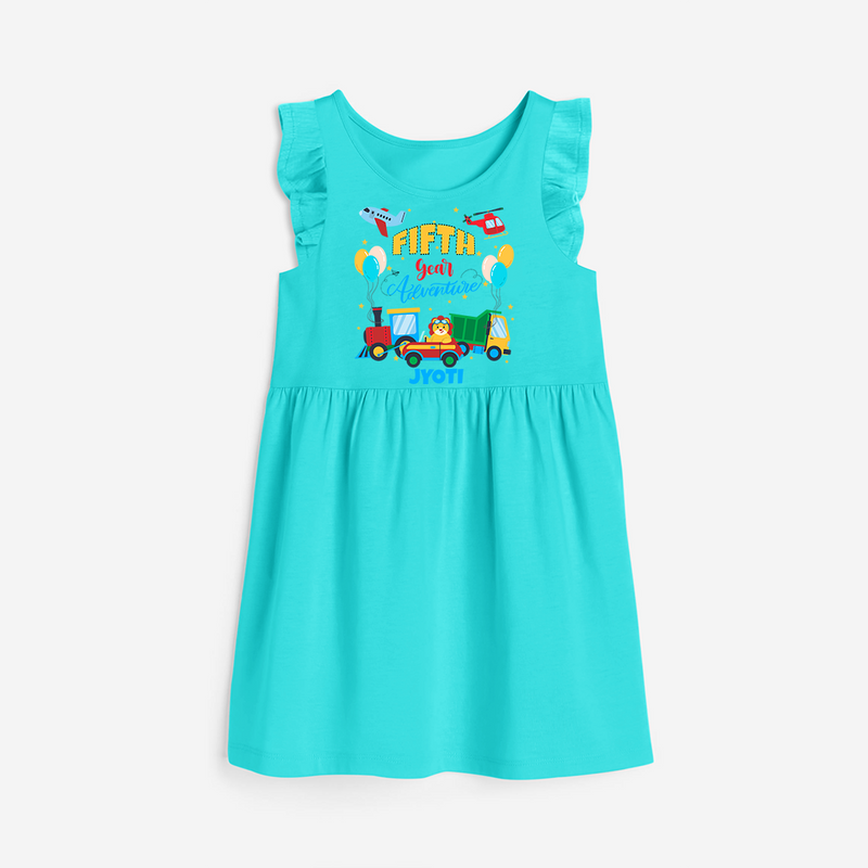 Celebrate The 5th Birthday "Fifth Year Adventure" with Personalized Frock - LIGHT BLUE - 0 - 6 Months Old (Chest 18")