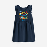 Celebrate The 5th Birthday "Fifth Year Adventure" with Personalized Frock - NAVY BLUE - 0 - 6 Months Old (Chest 18")