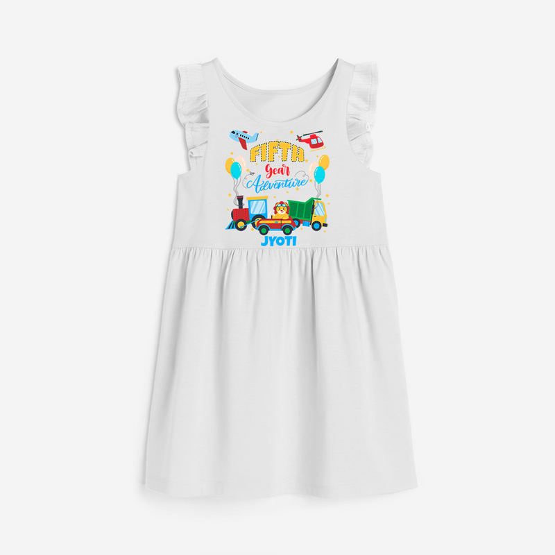 Celebrate The 5th Birthday "Fifth Year Adventure" with Personalized Frock - WHITE - 0 - 6 Months Old (Chest 18")