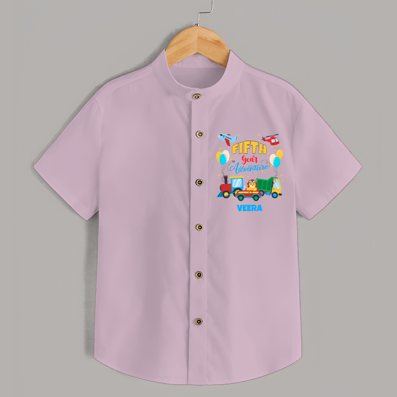 Celebrate The 5th Birthday With Adventure - Personalized Birthday Shirts With Customized Name - PINK - 0 - 6 Months Old (Chest 23")