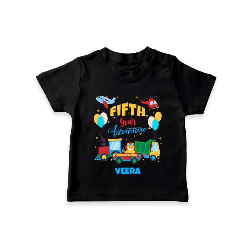 Celebrate The 5th Birthday With Adventure - Personalized Birthday T-Shirts With Customized Name - BLACK - 0-5 Months Old (Chest 17")