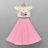 Celebrate The 6th Birthday With kids Theme - Personalized Birthday Crop Top And Skirt With Customized Name - PINK - 6 - 9 Months Old (Chest 20" , Frock Waist 20")