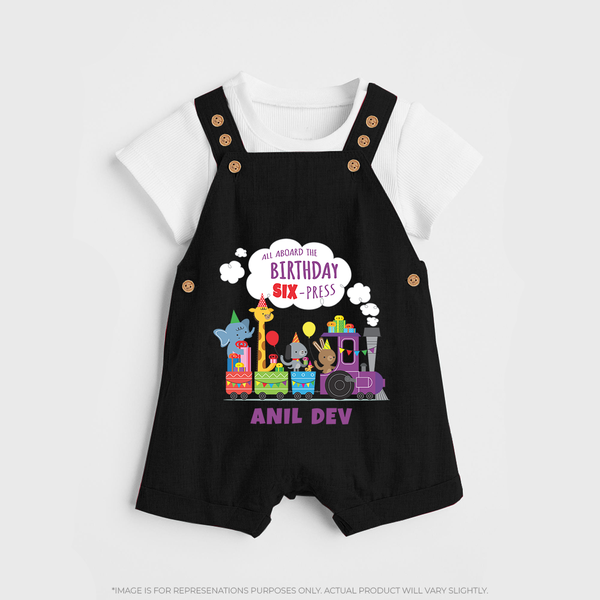 Newborn Dungaree Set/Dungaree Set for 6 Month | Customizable Dungaree Set | Ideal for Celebrations - BLACK - 0 - 5 Months Old (Chest 18")