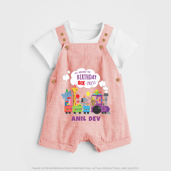 Newborn Dungaree Set/Dungaree Set for 6 Month | Customizable Dungaree Set | Ideal for Celebrations - PEACH - 0 - 5 Months Old (Chest 18")