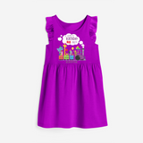 Celebrate The 6th Birthday "All Abroad The Birthday SIX-Press" with Personalized Frock - PURPLE - 0 - 6 Months Old (Chest 18")