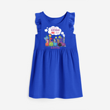 Celebrate The 6th Birthday "All Abroad The Birthday SIX-Press" with Personalized Frock - ROYAL BLUE - 0 - 6 Months Old (Chest 18")