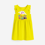 Celebrate The 6th Birthday "All Abroad The Birthday SIX-Press" with Personalized Frock - YELLOW - 0 - 6 Months Old (Chest 18")