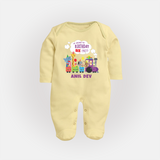 Newborn Full Sleeve Bodysuit/ Sleep Suit/ Jumpsuit/Full Sleeve Bodysuit/ Sleep Suit/ Jumpsuit for 6 Month | Customizable Full Sleeve Bodysuit/ Sleep Suit/ Jumpsuit | Ideal for Celebrations - PASTEL YELLOW - New Born (Chest 7.5")