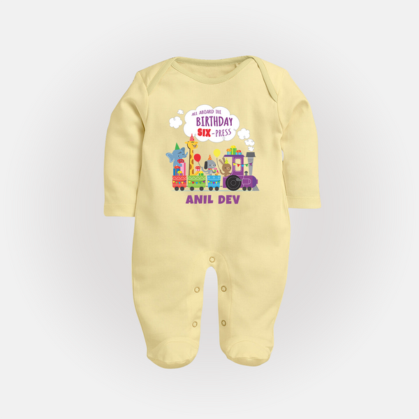 Newborn Full Sleeve Bodysuit/ Sleep Suit/ Jumpsuit/Full Sleeve Bodysuit/ Sleep Suit/ Jumpsuit for 6 Month | Customizable Full Sleeve Bodysuit/ Sleep Suit/ Jumpsuit | Ideal for Celebrations - PASTEL YELLOW - New Born (Chest 7.5")